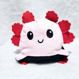 Peek-A-Boo Axolotl Reversible Pink, Red and Black Plush Toy 7 inch
